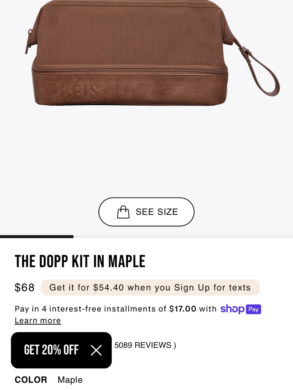 Beis Dopp Kit in Maple